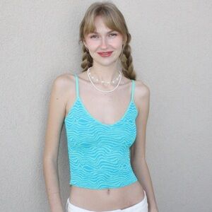 Zara fitted ribbed blue groovy tank top💙💚